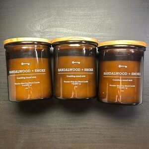 Threshold Sandalwood + Smoke 9 oz Crackling Wood Wick Soy Blend Candle
